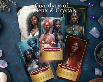 The Keepers, Guardians of Elements & Crystals Oracle Deck: Black African American Theme Divination Cards