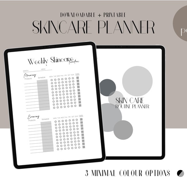 Skin Care Planner digital and printable planner beauty journal for iPad or journal daily skincare routine for mindfulness healing anxiety