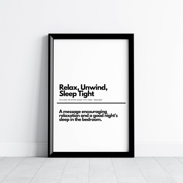 Relax, Unwind Definition, Printable Wall Art, Quote Print, Home Decor, Cute Quote, Bedroom Decor, Gifts for Wife, Gifts for Husband, Posters