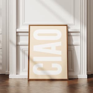 Ciao Italian Quote beige Wall art - la dolce vita boho Italian sayings Poster - bar cart print decor ideas - italian word printed poster