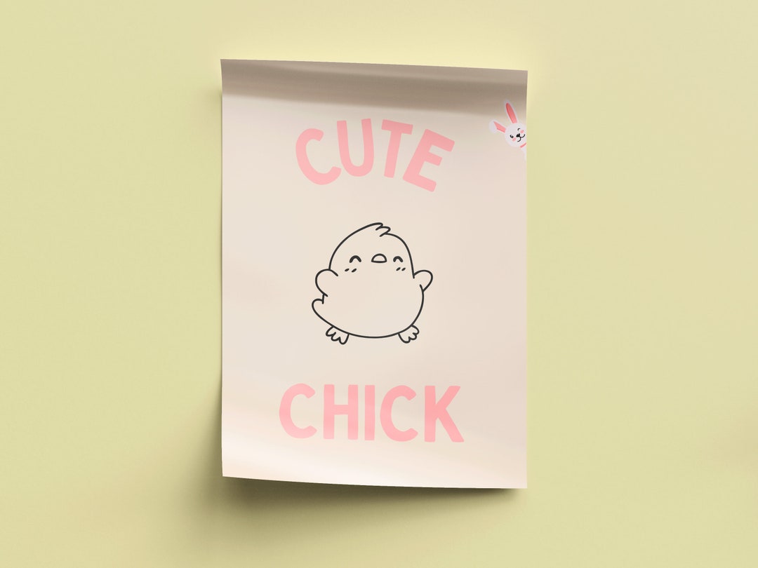 Cute Chick Pastel Color Digital Print for Easter, Pink Beige Bunny ...