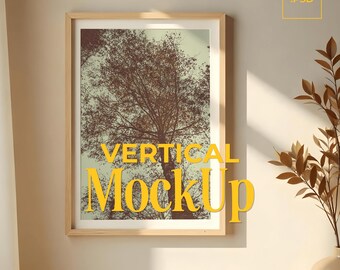 DIN A Vertical Frame Mockup | Frame Hanging on Wall Template for Photoshop | Wood Frame PSD for Prints and Artwork | Digital Download