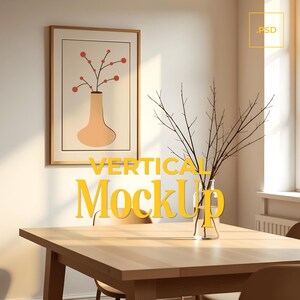 Vertical Frame Mockup, Interior Frame Mockup, Digital Mockup, Mockup for Art Print, Dining Room Mockup, Realistic Frame Mockups, Download