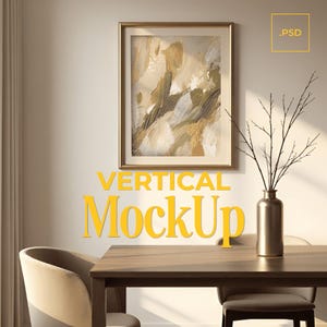 Vertical Frame Mockup, Interior Frame Mockup, Digital Mockup, Mockup for Art Print, Dining Room Mockup, Realistic Frame Mockups, Download