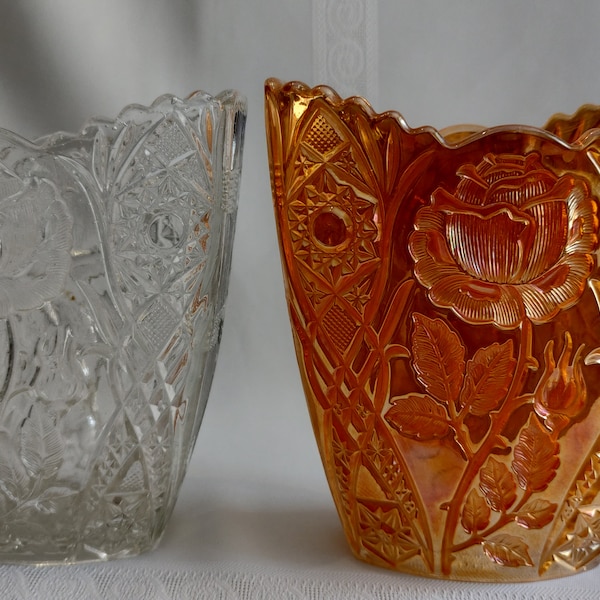 Brockwitz Carnival Glass Garden Roses Vases