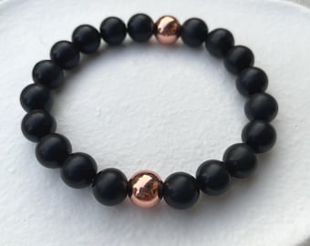 Shungite Copper Protection Bracelet, Grounding Crystal, Stress Relief