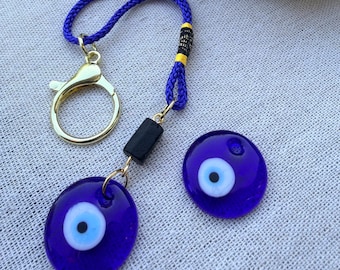 Evil Eye Car Charm, Handmade Window Hanging Decor, Protection Black Tourmaline