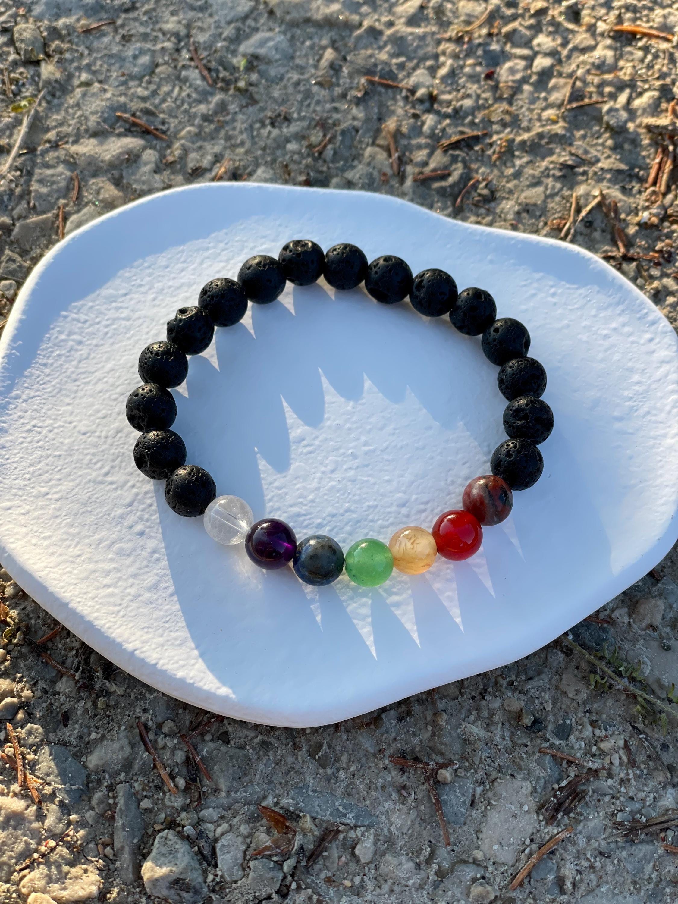 Bracciale "Chakra" Perle Di Lava - Elastico - Foto 5