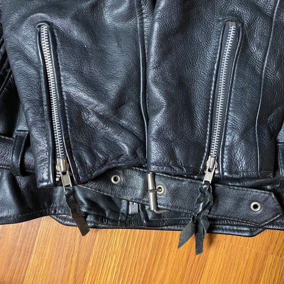 Baron Vintage Leather  Motorcycle Jacket with 9/1… - image 9