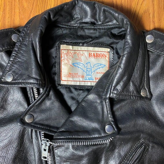 Baron Vintage Leather  Motorcycle Jacket with 9/1… - image 5