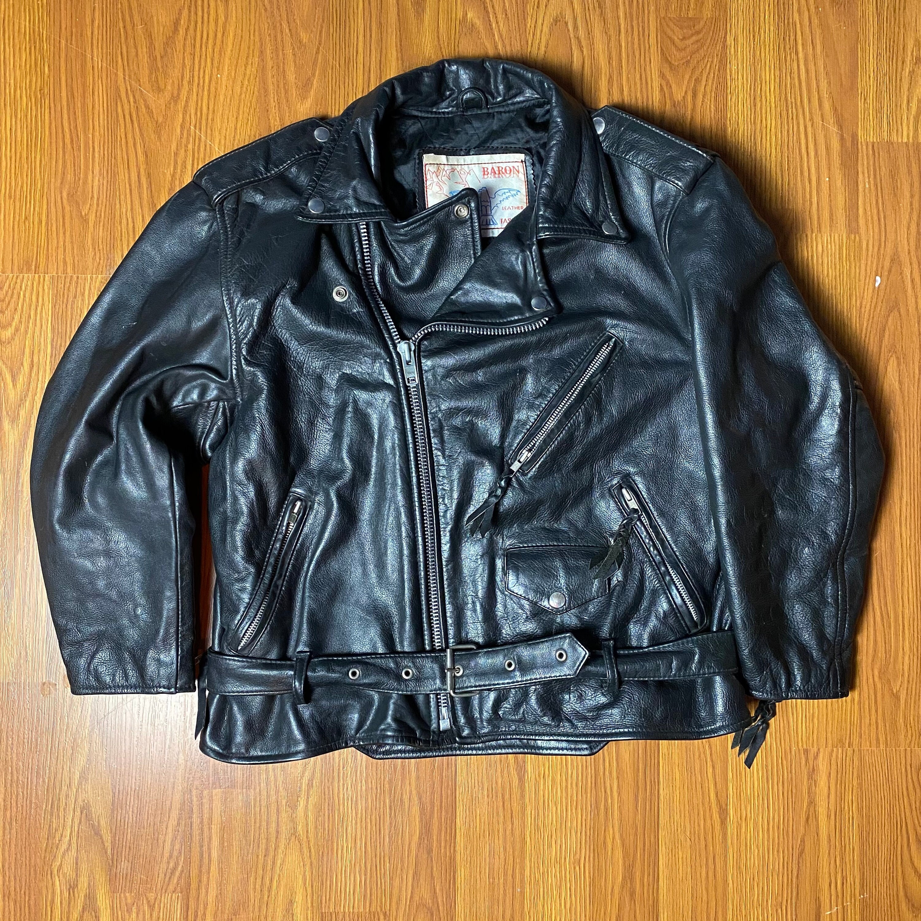 Vintage Leather Motorcycle Jacket With Fringe | Retro Biker