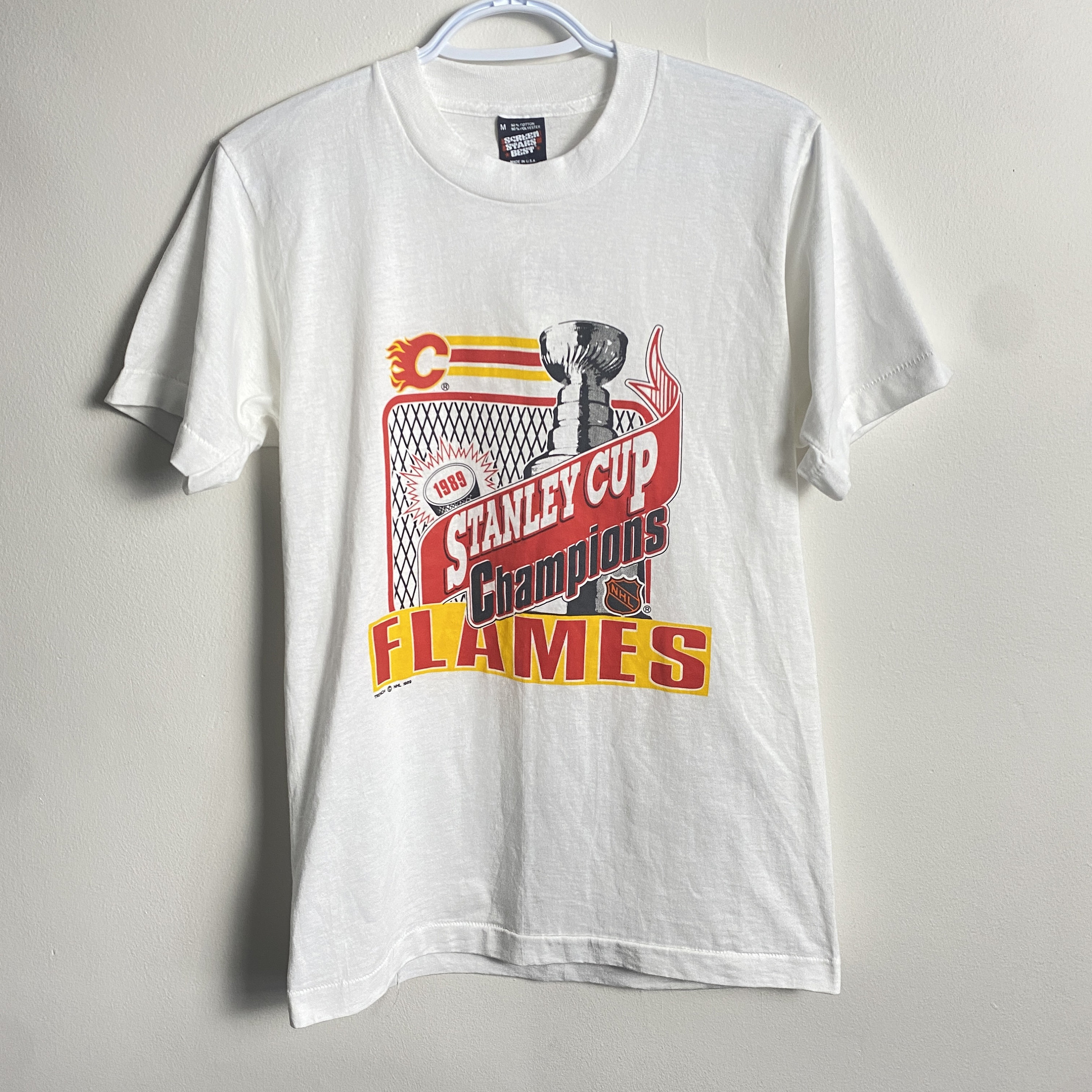 Calgary Flames 1989 Stanley Cup Champion T-shirt NWT Single Stitch T-shirt