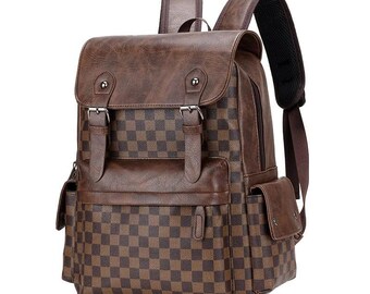 Trendy plaid business trip computer handbag all-match casual backpack