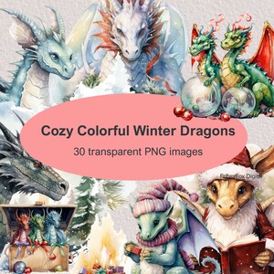 30 Colourful Watercolour Dragons Clipart, Dragon PNG, Dragon Clipart, Watercolor Clipart, Dragon Fantasy Clipart, Commercial Use, Detailed