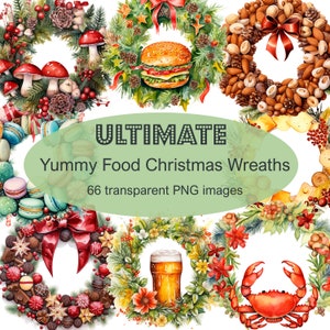 Christmas Food Wreath Clipart 66 High Quality PNG, Merry Christmas, Digital Download, Card Making, Digital Paper Craft, Christmas Files
