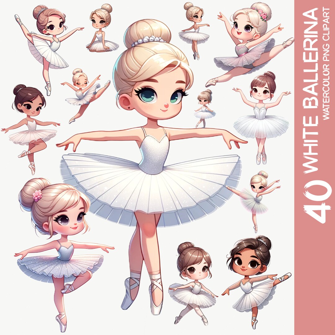 Watercolor Ballerina Clipart Set: Swan Lake Ballet PNG (instant ...