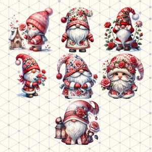 Bundle of Watercolor Rose Gnome Clipart: 25 PNG Images for Mother's Day ...