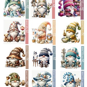 OFFERTA SPECIALE 12 Elenchi Gnome Clipart Bundle - , Adesivo da parete PNG, Design a sublimazione