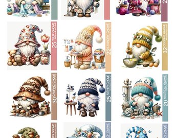 Seashell Gnome Clipart Bundle: Watercolor Beach Gnomes (PNG Digital Download)