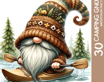 Watercolor Camping Gnome Clipart Bundle: Autumn Adventure PNG (Digital Download)