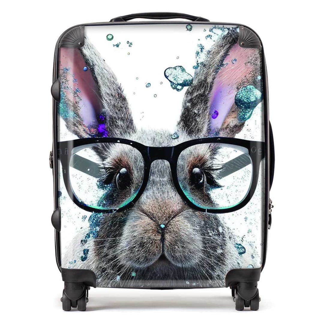 Rabbit With Glasses Splashart Suitcase Unique Luggage Cabin Carry-on ...