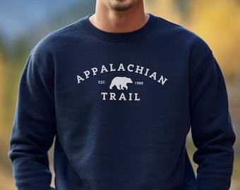 Sudadera de oso negro de Appalachian Trail, diseño minimalista clásico, regalo de excursionista, sudadera acogedora, ropa de senderismo vintage, ropa AT, cuello redondo