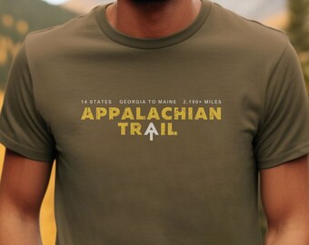 Appalachian Trail Short Sleeve T-Shirt with AT Logo, Crewneck, Jersey Tee, Appalachia Top, Casual Wear, Hiker Gift, Backpacker Present
