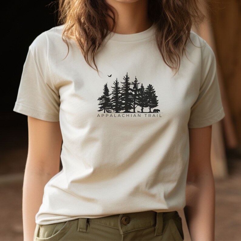 Appalachian Trail Forest Tee, AT Shirt, Hiker Gift, Appalachian Tshirt, Camp Shirt, Thru Hiker, Adventure Apparel, Simple Design, Crewneck Natural