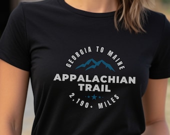 Camiseta de manga corta Appalachian Trail, colores oscuros, cuello redondo, camiseta de los Apalaches, regalo de excursionista, logotipo deportivo, gráfico de montaña, top atlético