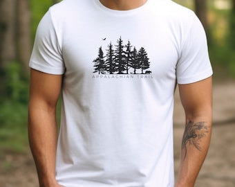 Camiseta del bosque del sendero de los Apalaches, camisa AT, regalo de excursionista, camiseta de los Apalaches, camisa de campamento, excursionista a través, ropa de aventura, diseño simple, cuello redondo