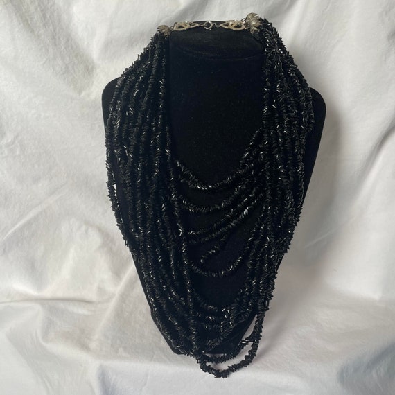 Black Tourmaline Chip Beads multi-strand beaded Vi