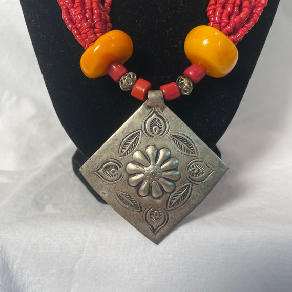 Vintage African Ethnic Tribal Coral Bead, Chunky … - image 2