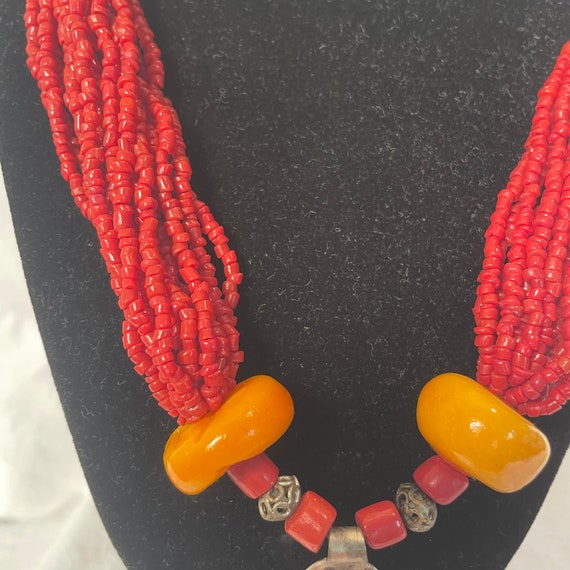 Vintage African Ethnic Tribal Coral Bead, Chunky … - image 5