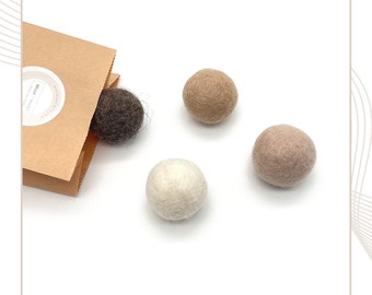 Cat felt balls brown shades | Set of 4, cat toys, cat accessories, cat play balls, cat balls, wool felt, felt