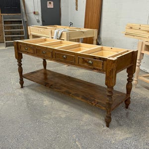 French Country farm island with lower shelf- NO TOP