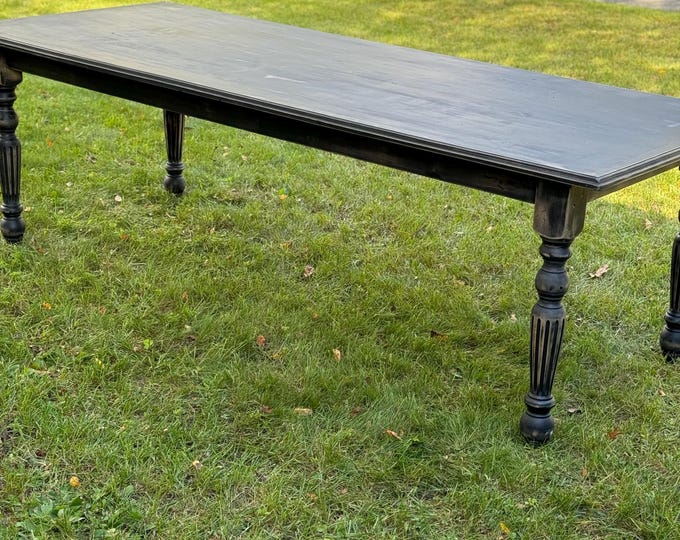 French Dining Table - Ultra Black Antique With Ware Marks - Etsy
