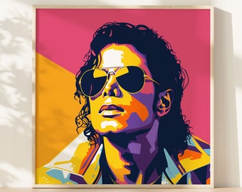 Michael Jackson Vector Art Portrait: Iconic Pop King, Dynamic Musical Legend Illustration, Premium Print