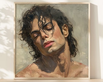 Michael Jackson in Artistic Impasto - Oil Painting Print, Iconic Pose, Music Legend Wall Art | Premium Quality Paper Ready to Frame