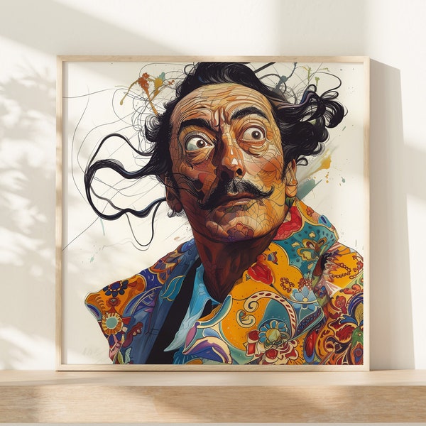 Salvador Dali Printable Sketch Portrait - Instant Download for Modern & Surrealist Art Enthusiasts | Downloadable Artwork