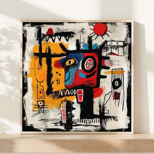 Basquiat-Inspired Ethno-Modern Art Print | Vibrant Abstract Expressionism Poster for Modern Art Collectors | Ready to Frame 03