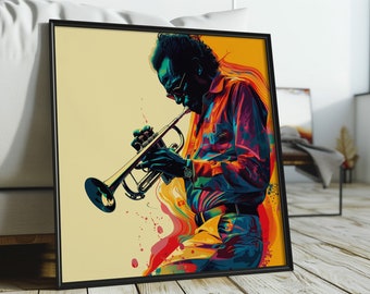 Miles Davis Modern Art Print: Graphic Design Tribute to Jazz Legend # 02 | Contemporary Music Wall Art | Ready to Frame