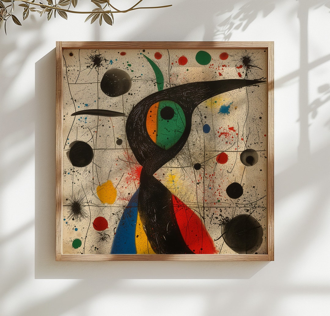 Von Joan Miró inspiriertes Poster abstrakte surrealistische Kunst