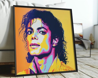 Michael Jackson Portrait in Warhol Style: Warm Pastel Colors Art Print | Square Format Pop Art Wall Decor | Ready to Frame