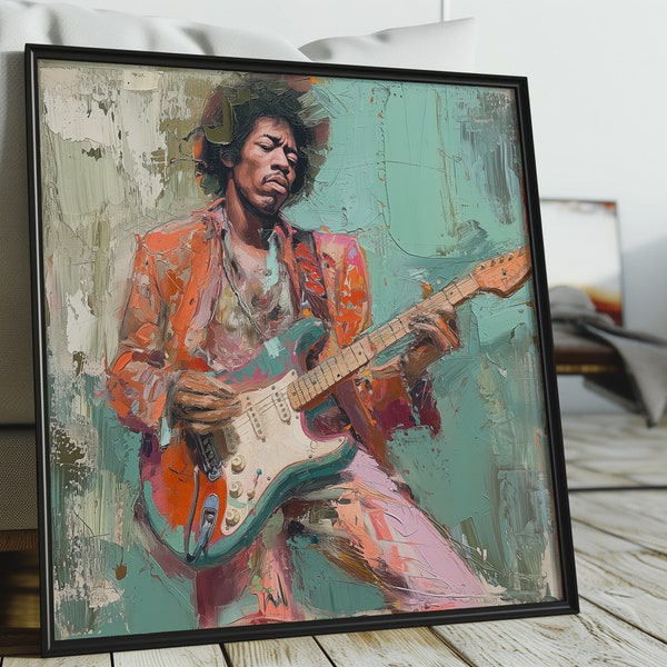 Jimi Hendrix Impasto Digital Art Download: Psychedelic Rock Legend Print for Music Lovers #02 | Original Artwork | Printable Wall Art