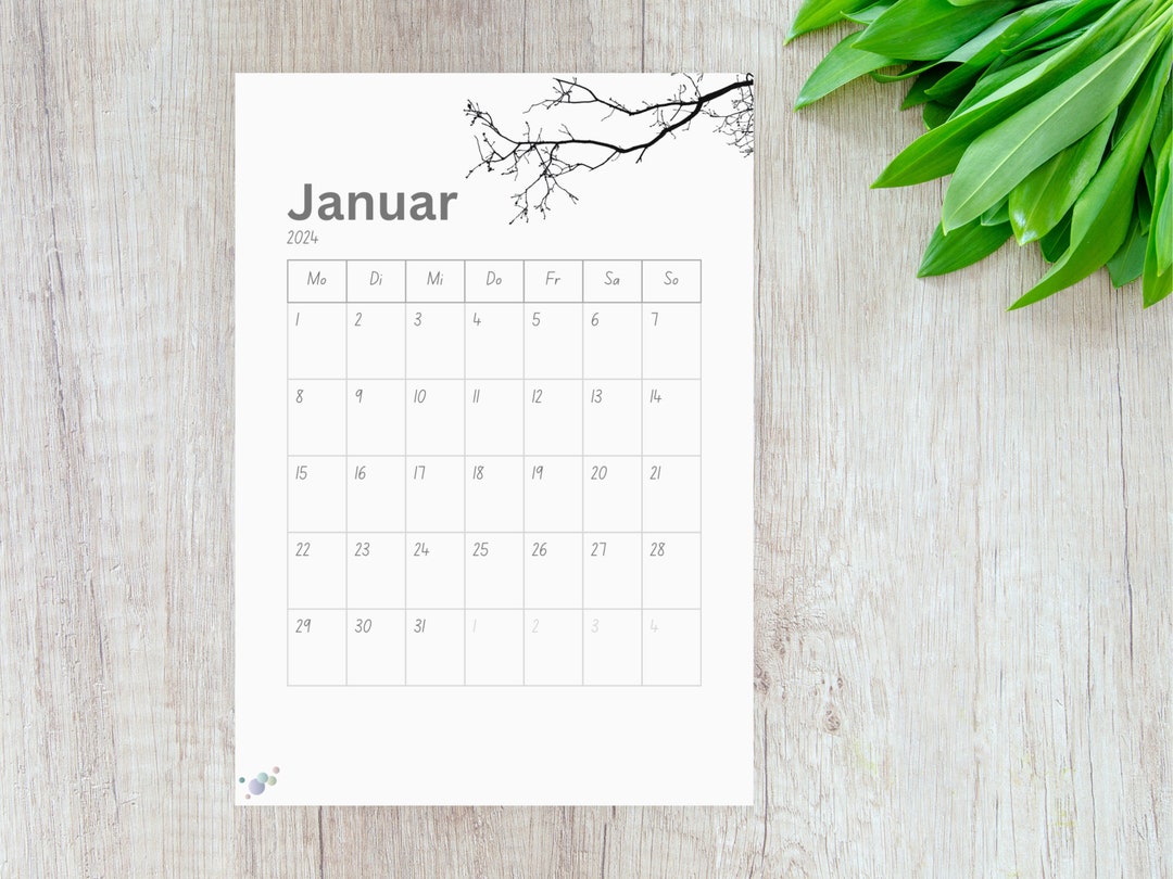 Printable calendar 2024 monthly calendar 2024 minimal etsy