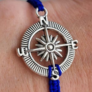 Wanderlust Compass Bracelet: Adjustable Macrame Cord, Friendship Jewelry Gifts