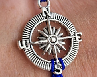 Wanderlust Compass Bracelet: Adjustable Macrame Cord, Friendship Jewelry Gifts