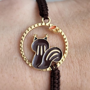 Squirrel Bracelet: Adjustable Macrame Cord, Animal Lover Gift, Wildlife Jewellery