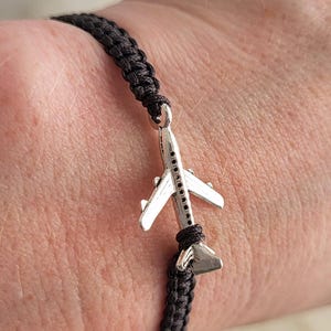 Pulsera de avión, Aeroplano, Avión, Viajero, Explorador, Regalos para pilotos, Joyería de amistad, Cordón de macramé ajustable