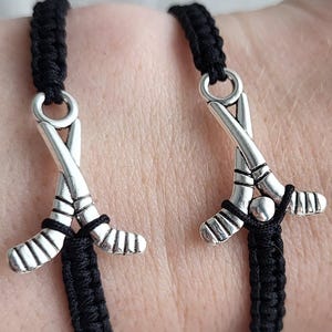 Hockey Sticks Bracelet: Adjustable Macrame Cord, Sports, Friendship Jewelry Gifts